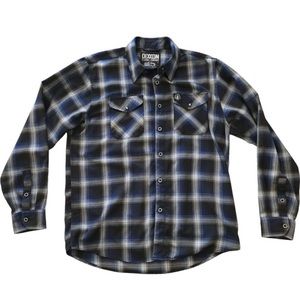 DIXXON "Suicidal Tendencies" blue and black plaid flannel shirt